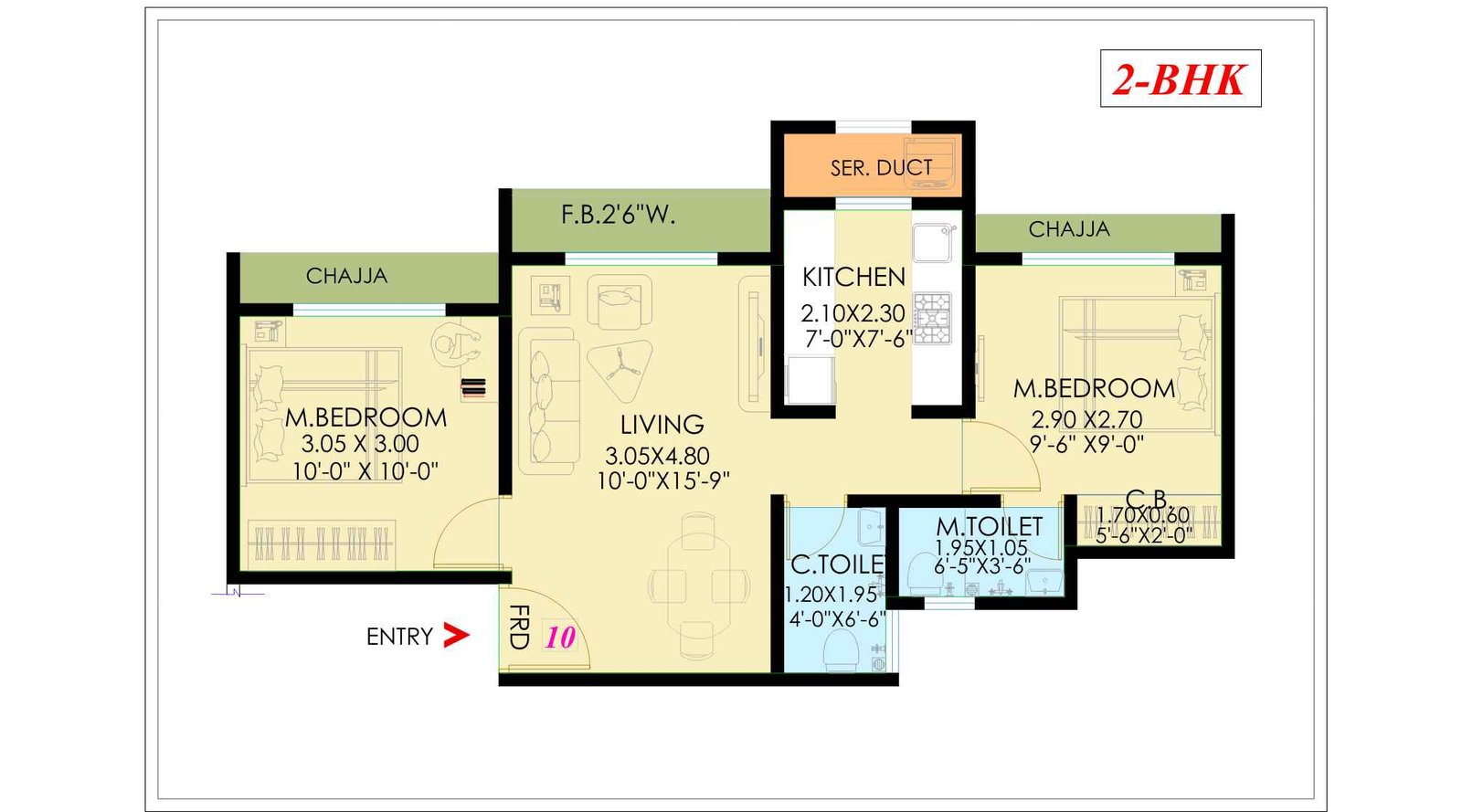 Nemmi-Panchganga-Floor-Plan-2BHK-612-SQ.FT