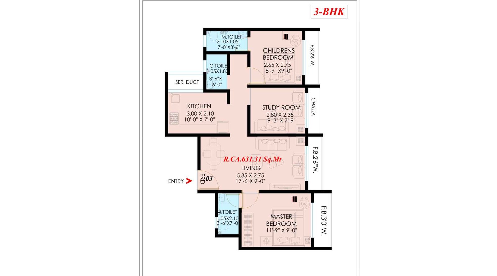 Nemmi-Panchganga-Floor-Plan-3BHK-631-SQ.FT