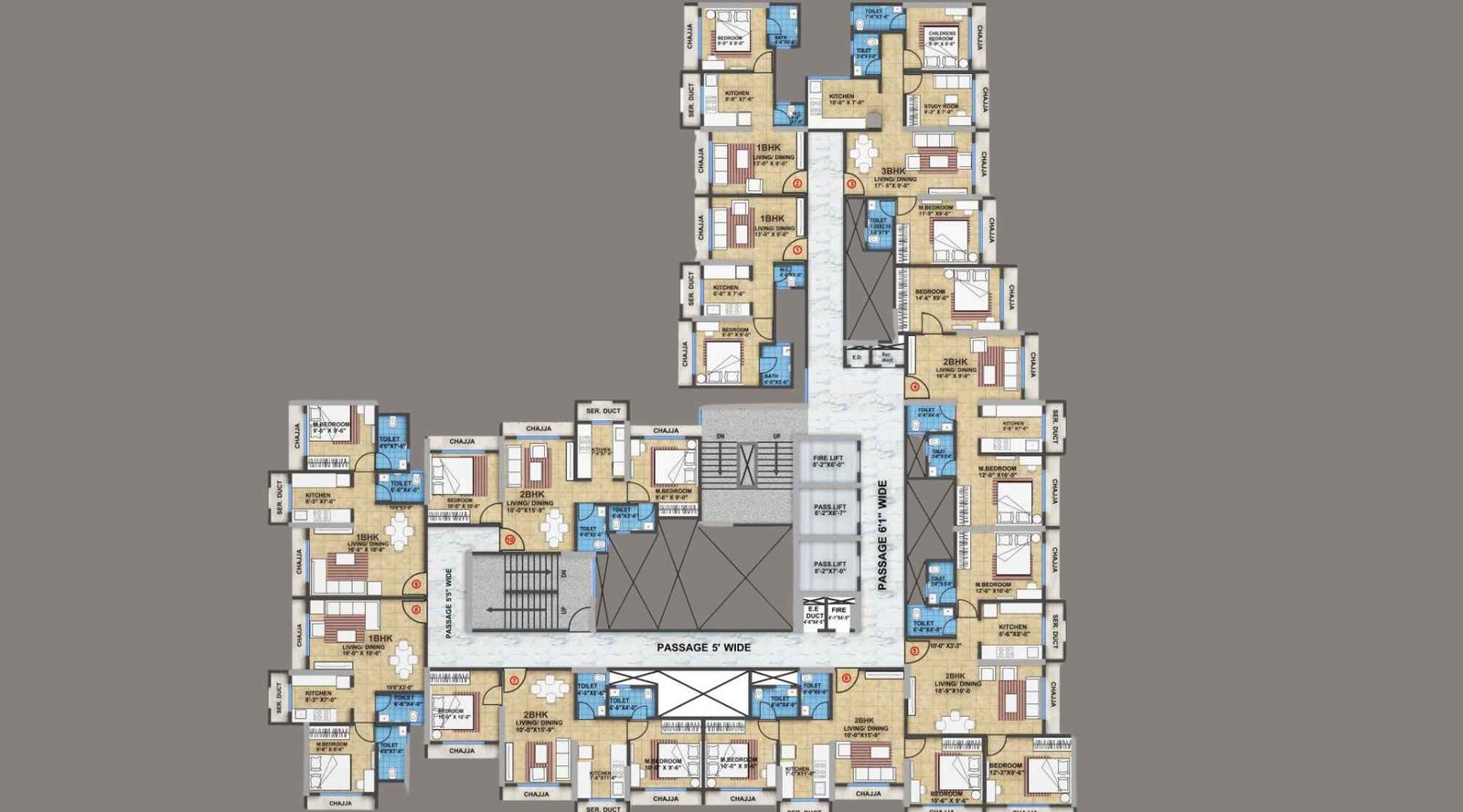 Nemmi-Panchganga-Typical-Floor-Plan-1,2&3-BHK